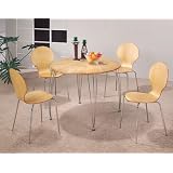 5pc Muller Retro Style Maple Finish WoodRound Dining Table and 4 Chairs by visiondecor Furniture