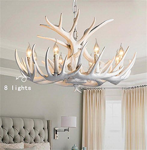 TOYM US- Antler chandelier vintage American country living room restaurant bar sets creative Mediterranean Villa garden lights ( Color : 8 Lights )