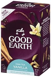 Good Earth Chai Vanilla, Decaffeinated, Tea Bags, 18-Count, Boxes (Pack of 6)