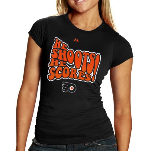 Majestic Philadelphia Flyers Ladies Black Goal Line T-shirt (Large)