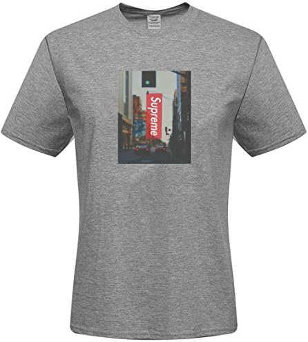 DIY Men's Tshirts,Custom supreme T-shirts,(Grey Large)