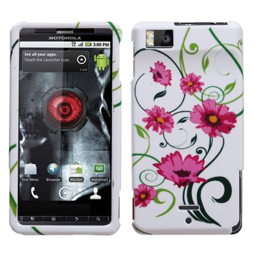 Motorola MB810 Droid X Lovely Flowers Hard Case Snap on Cover Protector Sleeve + LCD Protector + Free Biodegradable Screen wipe