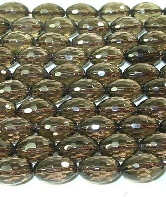 Smoky Quartz Faceted Oval Rice Beads