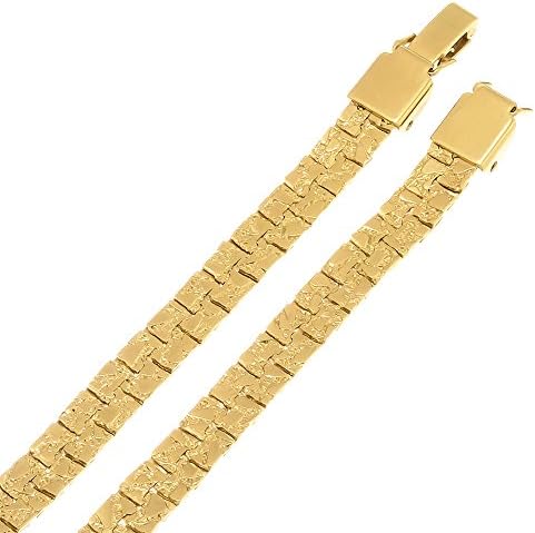 5mm Gold Plated Nugget Link Chain Bracelet, 9 Inches