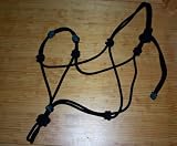 black & teal clinician rope horse halter with extra nose knots