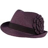 Girls Kids Ages 4-9 Child Summer Sun Flower Fedora Trilby Crush Hat Cap Purple