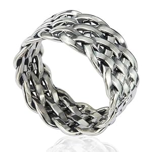 Chuvora 925 Sterling Silver 11 mm Wide Braided Tribal Celtic Knot Band / Thumb Ring - Nickle Free - Size 10