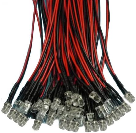 50PCS Red LED Lamp Light Bulb 20cm Pre Wired 5mm 12V