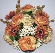 18" Rose, Hydrangea, Zinnia & Delphinium Arrangement