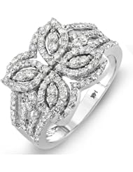 1.00 Carat (ctw) 14k White Gold Round Diamond Ladies Cocktail Ring 1 CT