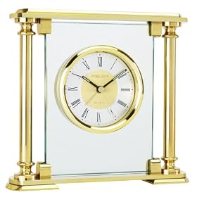 London Clock Co Brass Glass Finish Quartz Mantel Clock with Alarm