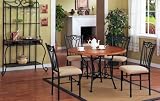 Kitchen & Housewares : 5PCs Black Metal Dining Table and Chairs Set
