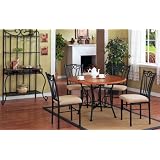 5PCs Black Metal Dining Table and Chairs Set by AtHomeMart