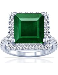 Platinum Princess Cut Emerald Ring With Sidestones (GIA Certificate)