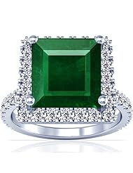 14K White Gold Princess Cut Emerald Ring With Sidestones (GIA Certificate)