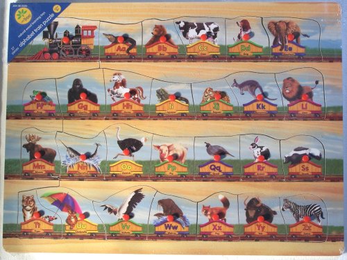 Childrens Toyshop  Toys : Little Tree 27 Piece Natural Wood Alphabet Train Puzzle