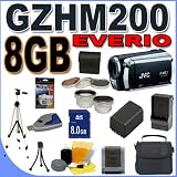 JVC Everio GZ-HM200 Dual SD High-Def HD Camcorder (Black) BigVALUEInc Accessory Saver 8GB Filters/Lenses Battery/Charger Bundle