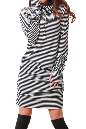 Sweet Mommy Loose Turtleneck Nursing and Maternity Long Sleeve Top BKWHL