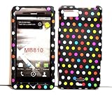 Rainbow Polka Dot Rubberized Snap on Hard Protective Cover Case for Motorola Droid X MB810 + Microfiber Pouch Bag