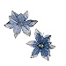 12Pcs 5 Inch Glitter Artificial Poinsettia Flowers with Ties for Wedding Christmas Festival Holiday Decor Xmas Wreath Garland Ornament Blue