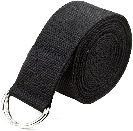 Newgoland Yoga Strap. 6 Foot Super Soft Durable No Slip Metal D-Ring Belt Strap. Best for Stretching, Holding Poses, Increasing Flexibility, Balance and Compression for Restorative Yoga.-Black