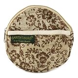 Earth Divas HPW024-FLR-L Floral Hemp Zipper Closure Large Round Coin Purse