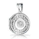 Bling Jewelry Sailors Embossed Fancy Flower .925 Sterling Valentine Round Locket