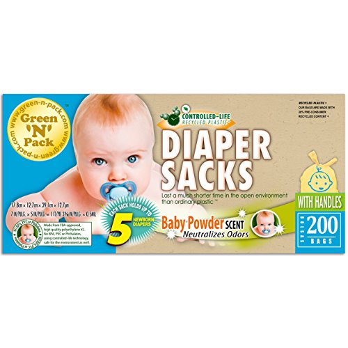 Green N Pack Easy-Tie Scented Baby Diaper Sacks / Diaper Bags 200-Count