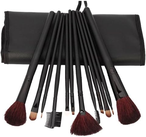 Nailart Makeup Kits 12pcs Professional Black Rod Cosmetic Makeup Brushes Set Kit with Bag Case
