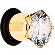 0 Gauge Cz Gold Electro Titanium Tunnel Plug