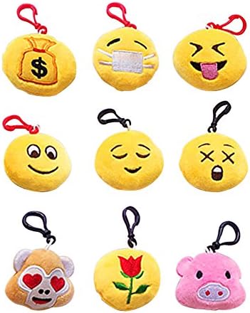 9Pcs New Style Mini Emoji Cushion Toy,Soft Emoji Keychain Toys Gift Bag Accessory Emoji Keychain-style 1
