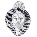 Tiger Enamel Sterling Silver with CZ Pendant