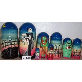 Russian Nesting Nightmare Before Christmas Doll. 5 Pieces 7 in Tall #7.140 by