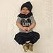 Canis Baby Boys Short Sleeve Love Heart T-Shirt and Striped Pants Outfit with Hat (80(12-18M), Grey)