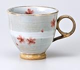 土物粉引きピンク花マグ 【マグカップ 美濃焼】