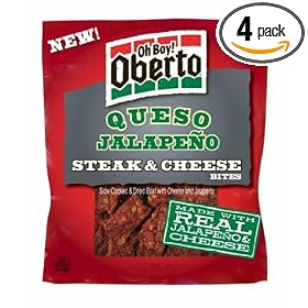 Oh Boy! Oberto Queso Jalapeno Steak and Cheese Bites, 3.25-Ounce Pouches (Pack of 4)