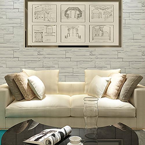 Xefeel 3D Faux Brick Wallpaper,Mural Decor Art for Living Room/Bedroom/Music Room/TV&amp;Sofa Background ,Beige