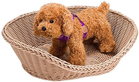 Petperi Cool Washable Pet Beds, Wicker Beds and Basket for Large/Medium/Small Dogs and Cats, Size S (Biege)