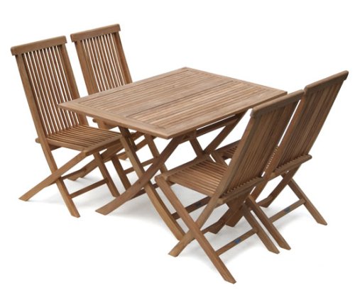 JATI GRADE A TEAK 5 PIECE PICNIC OUTDOOR DINING SET