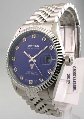 51xUETwESoL MENS CROTON STEEL DIAMOND DATE WATCH CR307414SSBL