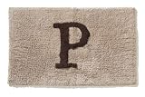 Ruia Home Inc Super Soft Luxurious 100-Percent Cotton Monogram Letter P Bath Rug, Brown in Taupe, 21 by 34-Inch