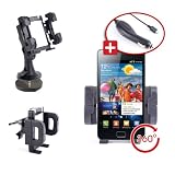 DURAGADGET Support Voiture Multifonction 3 en 1 pour Samsung Galaxy S II, Samsung Galaxy S 2 - Support grille d'a�ration, pare-brise et tableau de bord + chargeur allume-cigare BONUS - Garantie � vie