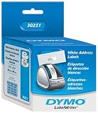 DYMO LabelWriter Address Labels, White, 1-1/8" x 3-1/2", 2 Rolls/Box, 130 Labels/Roll, , 260 Labels per box (30251)