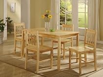 5 PC. Set Natural Solid Pine Wood Dining Room Kitchen Table and 4 Chairs D3110N