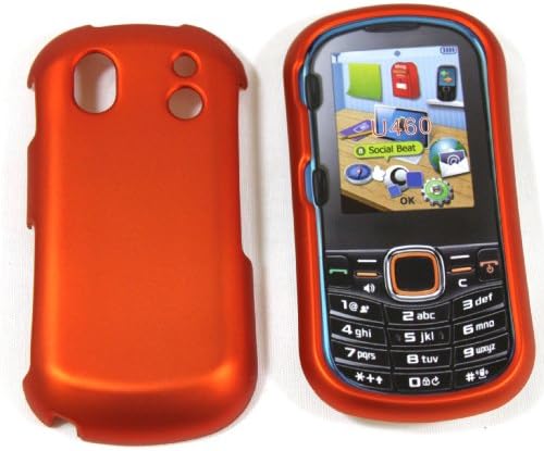 Orange Solid Color Rubber Texture Samsung Intensity 2 II U460 Snap on Cell Phone Case + Mircrofiber Bag