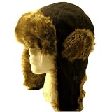 Faux Suede Trooper Trapper Ski Hat for Men and Women.