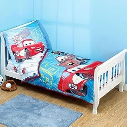 Disney Cars Toddler Bedding 4pc Set - Reversible Comforter Bed Set