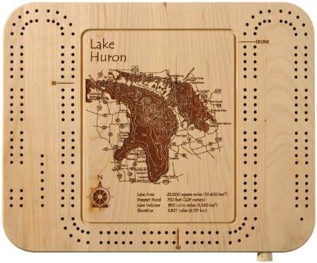 Neenah Lake Laser Etched Cribbage Board - Marquette - WI - 9 inch x 12 inch