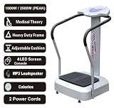 2011 Silver Crazy Fit Vibration Massage Plate 1000W 2500W Peak Power 99 Speed Range with MP3 Loudspeaker and Holder and 2 Free Power Cords 150kg Max User Weight