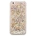 iPhone 6S Plus Case, iPhone 6/6S Plus Liquid Glitter Case,Phezen 3D Creative Design Shiny Quicksand Flowing Bling Glitter Sparkle Heart Clear Hard Case for iPhone 6S Plus / 6 Plus - Gold Diamonds
